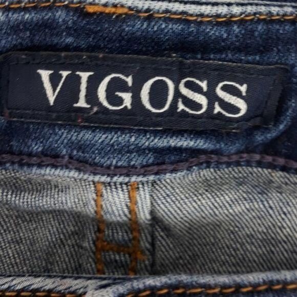 Vigoss Y2K Jeans Jagger Skinny Frayed Step Hem Racing Stripe W26 L27 Streetwear - Picture 5 of 14